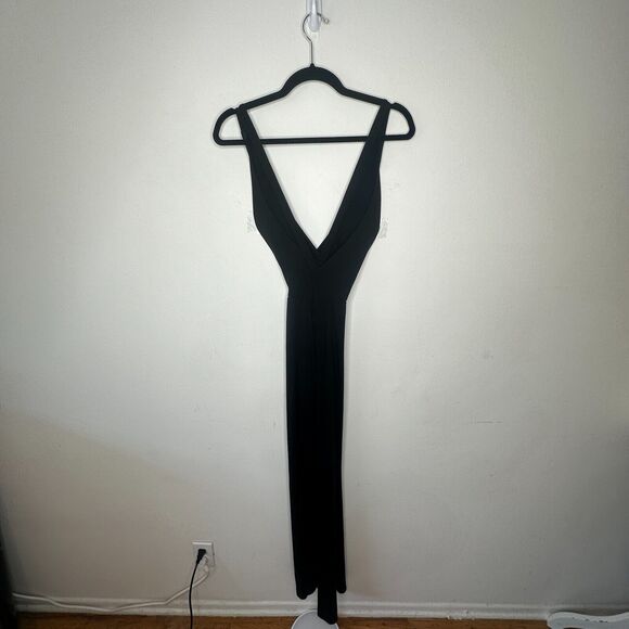 Reformation Sexy Black Vienna Maxi Deep-V Front Criss Cross Back High Slit XS - Picture 7 of 13